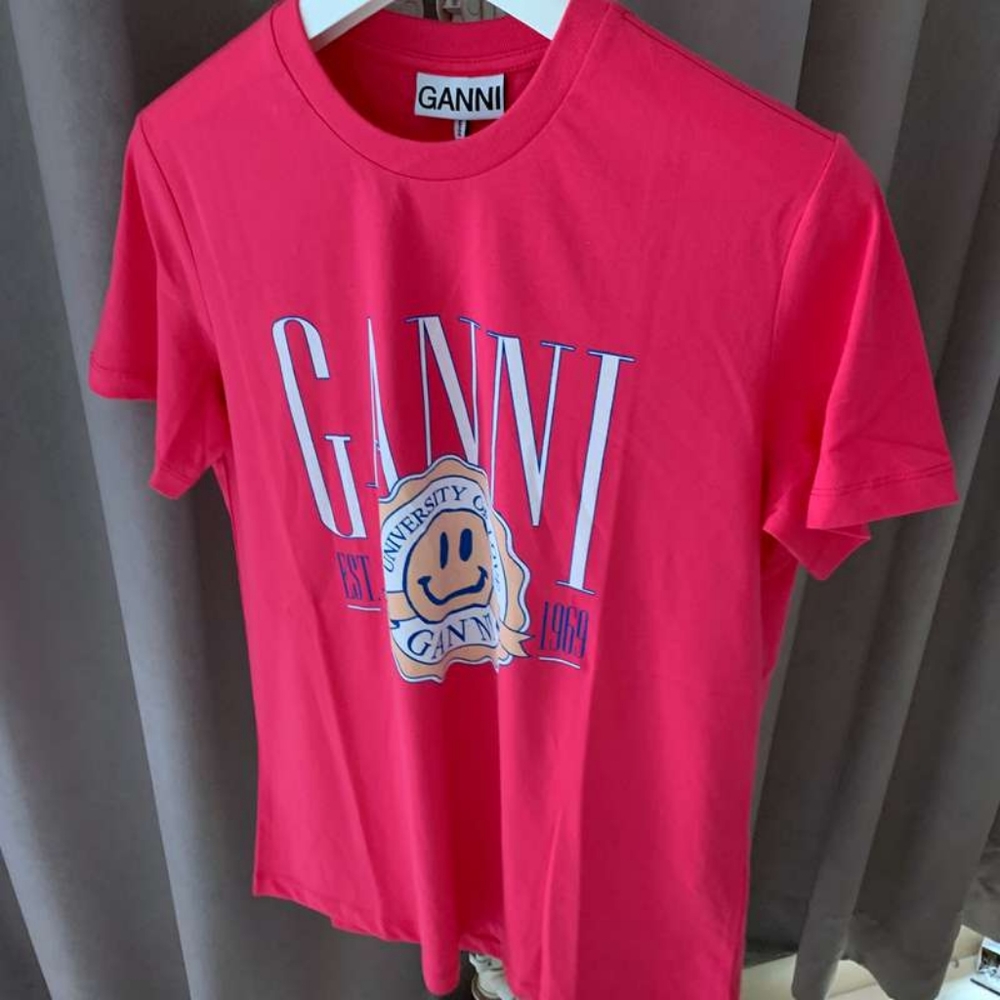 Ganni pink short-sleeved T-shirt